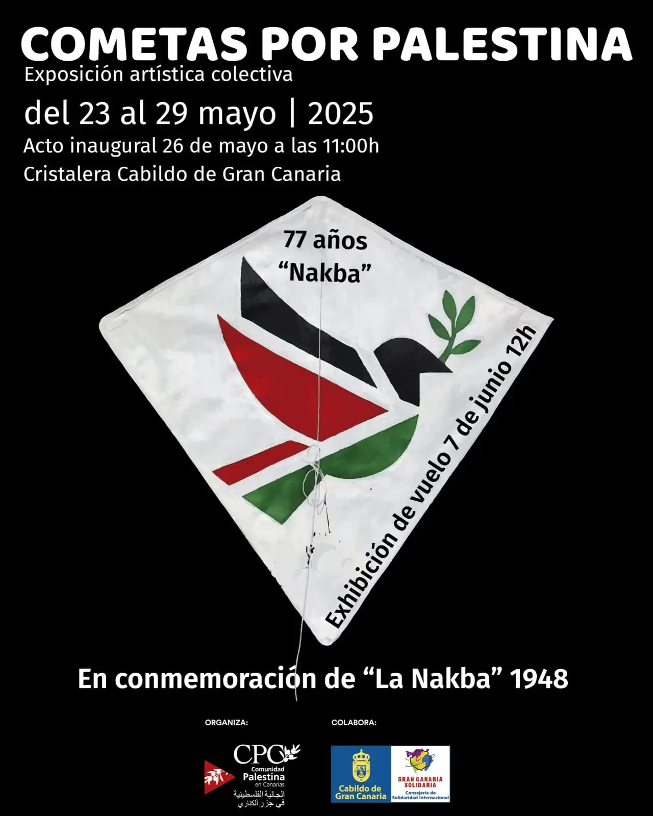 «Cometas por Palestina»: Arte, solidaridad y esperanza en la Cristalera del Cabildo de Gran Canaria